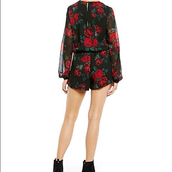 LOVERS + FRIENDS Violetta Romper Black Floral M/6 - Picture 3 of 3